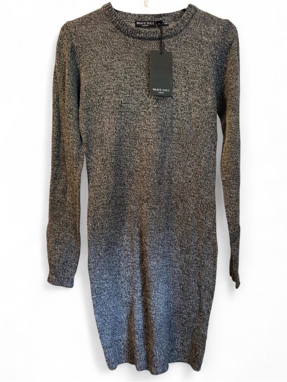 Brave Soul Gray Long Sleeve Knit Dress